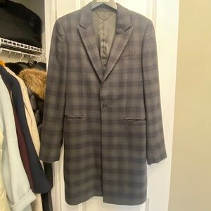 Top shop premium - wool blend long plaid jacket